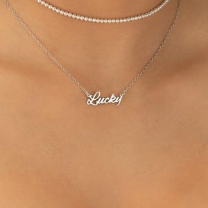 LUCKY PERSONALIZED NAME necklace • perfect gift for her • anniversary birthday bridesmaid girlfriend honeymoon water resistant • NECC3CHCAp
