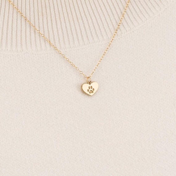 PAW PRINT Heart necklace • perfect gift for cat mom, cat lover, dog lover • cat charm dog charm • pet memorial gift • gift for her NECC3PCAA