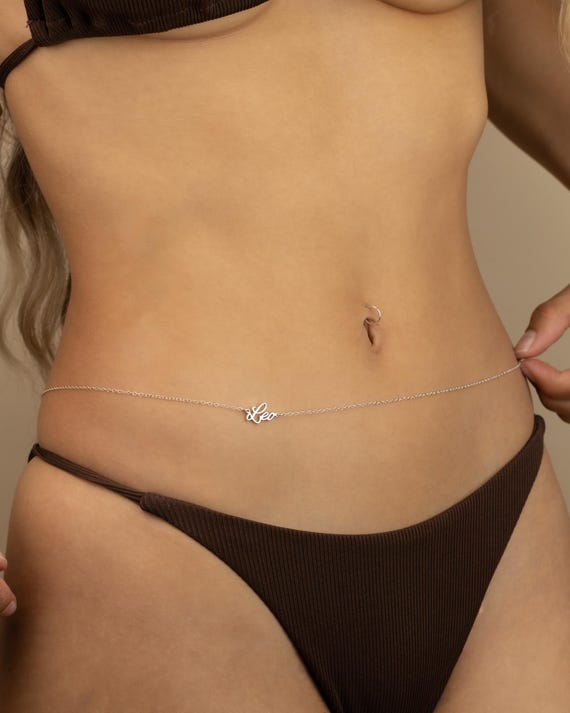 ZODIAC BELLY CHAIN • personalized body chain • bikini body jewelry • water resistant • gold sterling silver rose gold • Leo BCCC3AKp