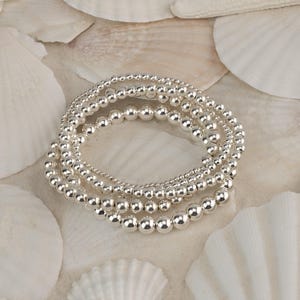 925 STERLING SILVER BEADED bracelet • stackable stretch • water resistant • non-tarnish