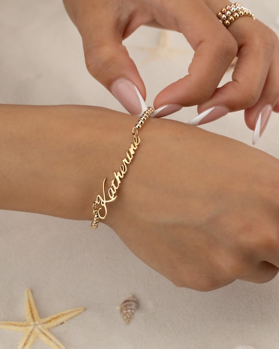 PERSONALIZED NAME BEADED bracelet | perfect gift for her | stackable dainty bracelet | stretch and water resistant | minimalist | BRBP3BZCAp