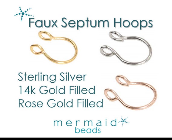 FAKE SEPTUM Ring Faux Septum Hoop Fake Nose Ring Gold Sterling Silver Rose Gold Minimalist Thin Body Jewelry No Piercing Needed Unisex Gift