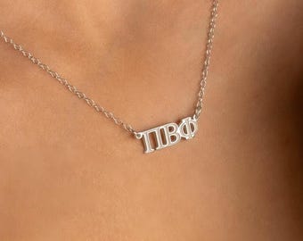 SORORITY necklace • greek letters jewelry • water resistant • Kappa Alpha Theta Chi Omega Delta Pi Zeta Gamma Phi Mu Sigma Omicron Psi Xi