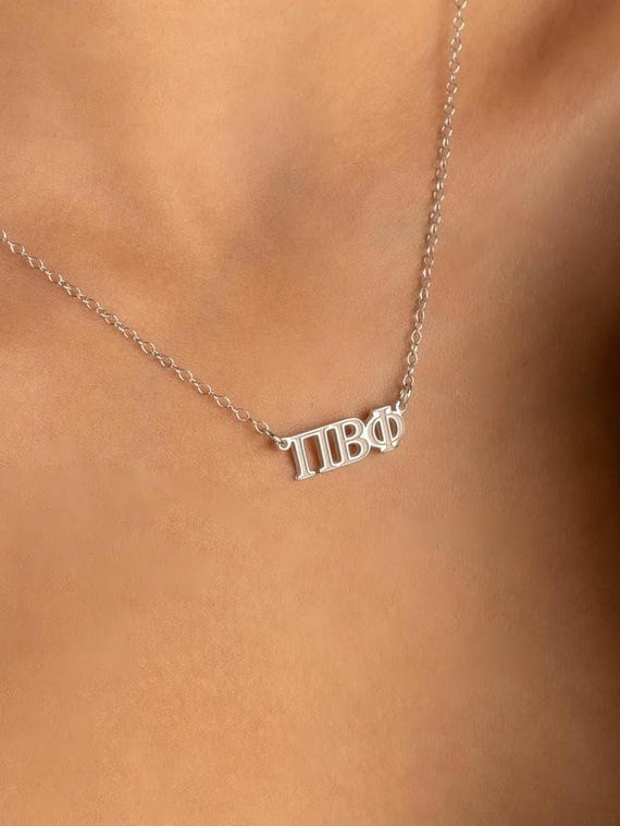 SORORITY necklace • greek letters jewelry • water resistant • Kappa Alpha Theta Chi Omega Delta Pi Zeta Gamma Phi Mu Sigma Omicron Psi Xi