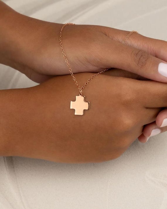 CROSS PENDANT • cross charm necklace • spiritual religious jewelry • wedding bridal gift • chunky cross • water resistant
