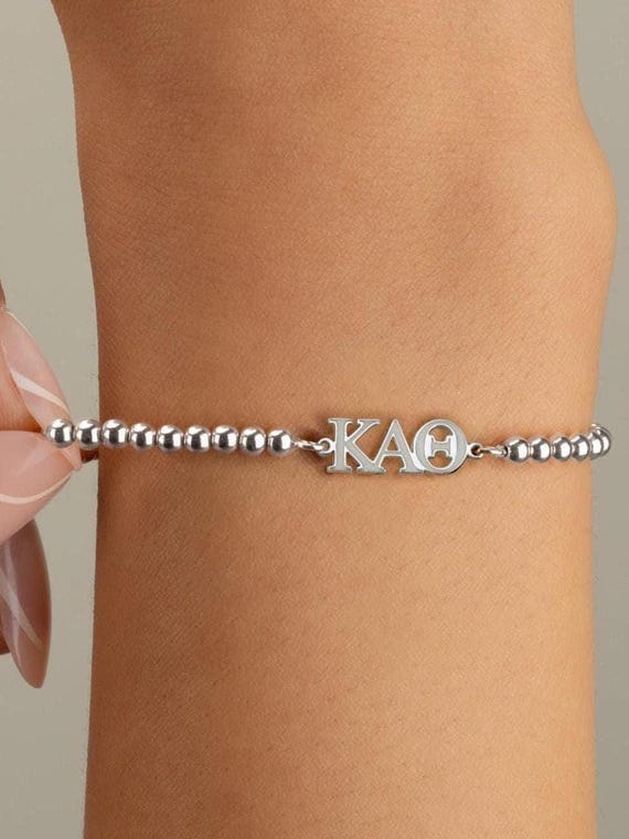 SORORITY GREEK LETTER beaded bracelet • personalized sorority gift • bid day initiation gift • connector for permanent jewelry• senior gifts