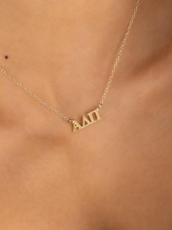 SORORITY NAME necklace • greek letters jewelry • Kappa Alpha Theta Chi Omega Delta Pi Zeta Gamma Phi Mu Sigma Omicron Psi Xi Beta NECC3AJMIp