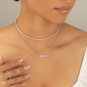 WIFEY PERSONALIZED NAME necklace • bridesmaids jewelry • bachelorette bridal shower gift • wedding party • water resistant • NECC3AZRIp