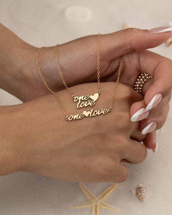 PERSONALIZED name necklace • ONE LOVE • best friend gifts • statement pendant • pride • anniversary couples gift • water resistant