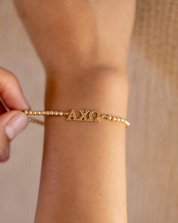 SORORITY GREEK LETTER beaded bracelet • personalized sorority gift • rush bid day initiation gift • Alpha Chi Omega Kappa Gamma BRBP3CKMIp