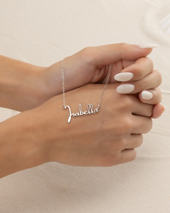 Name Necklace Gold | Cursive Handwriting Word Jewelry | Pendant Bracelet Anklet Waterproof Sterling Gold Rose Gold Black  for Her TULUM