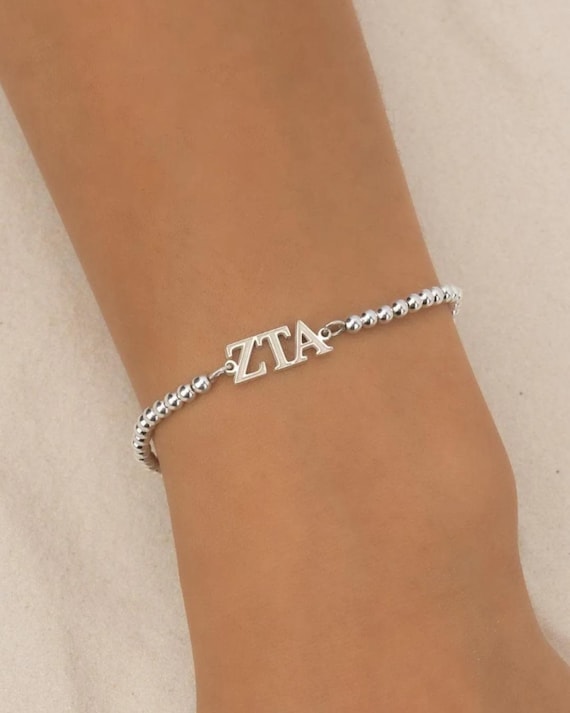SORORITY GREEK LETTER beaded bracelet • personalized sorority gift • recruitment bid day initiation gift • connector for permanent jewelry