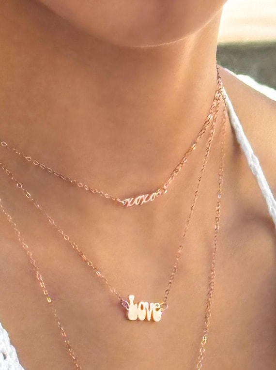 XOXO PERSONALIZED NAME necklace • perfect gift for her • bachelorette bridal shower engagement wedding gift • water resistant • NECC3BRCCp