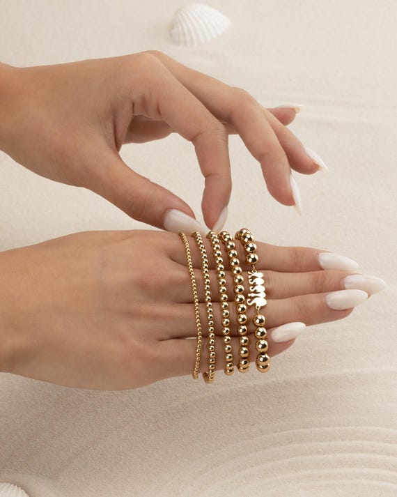 SISSY NAME BEADED bracelet set • gift for sister • dainty bracelet stack • best best friend gift • stretch water resistant • BRBP3BULA