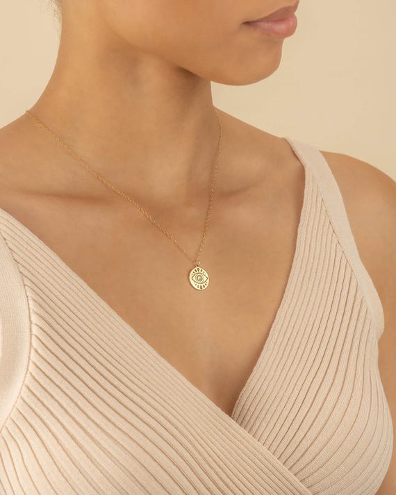 EVIL EYE PENDANT necklace • dainty gift for her • jewelry with meaning • birthday bridal • water resistant layering necklace • NECC3PCBH