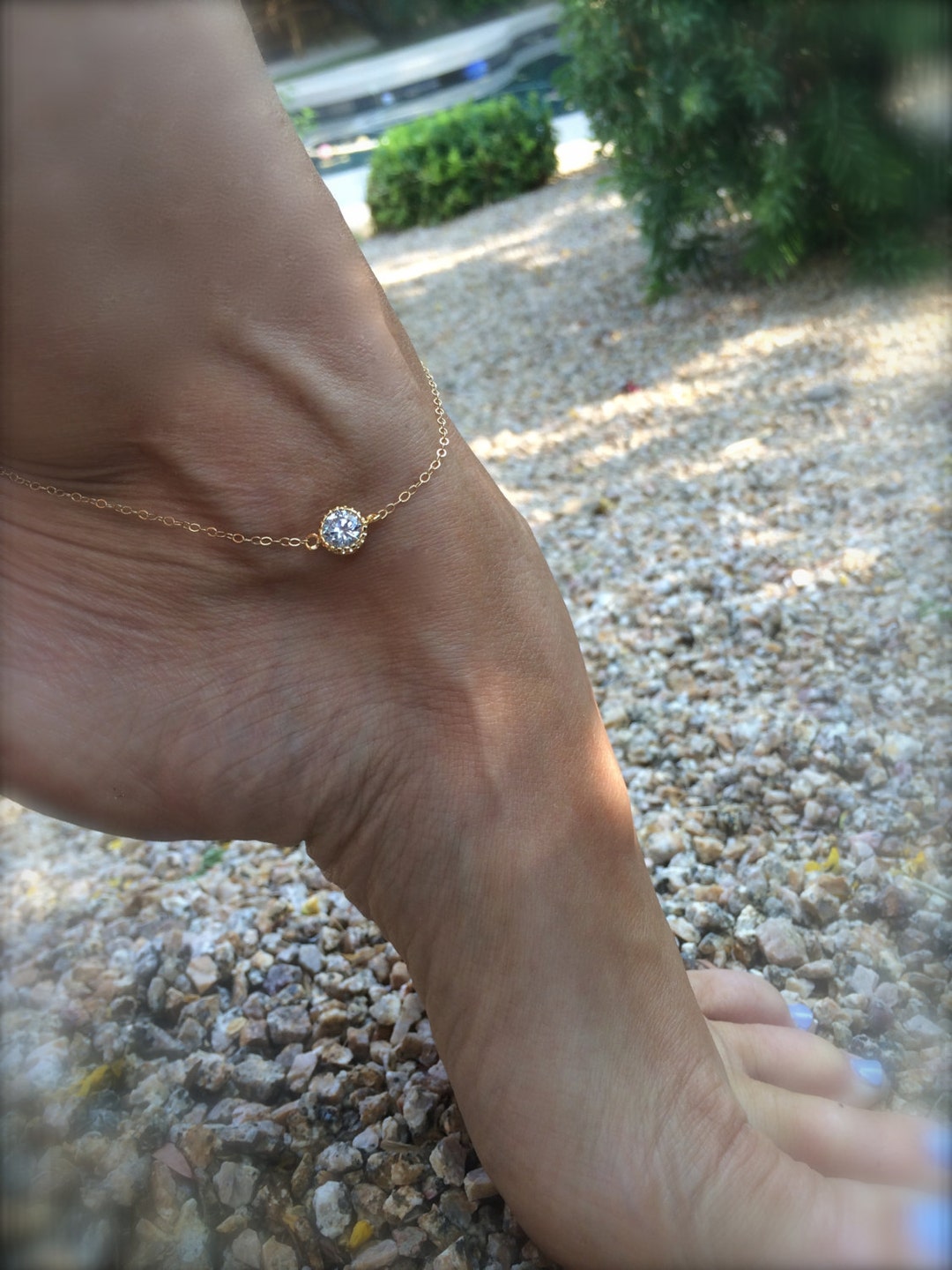 Diamond Anklet Gold Ankle Bracelet Crystal CZ Gold Filled Etsy