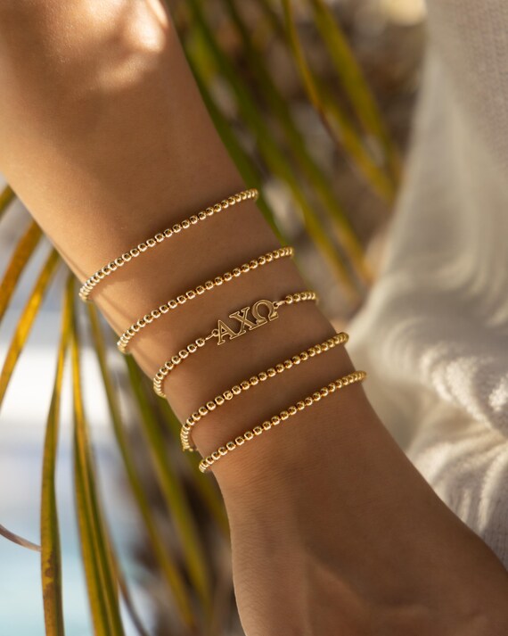 SORORITY GREEK LETTER beaded bracelet • personalized sorority gift • college rush bid day gift • connector for permanent jewelry BRBP3CMMIp