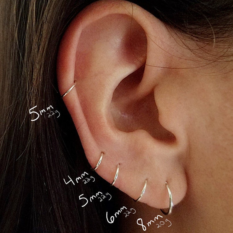 Cartilage Hoop Earrings Nose Ring Septum 3mm 4mm 5mm 6mm 7mm Etsy