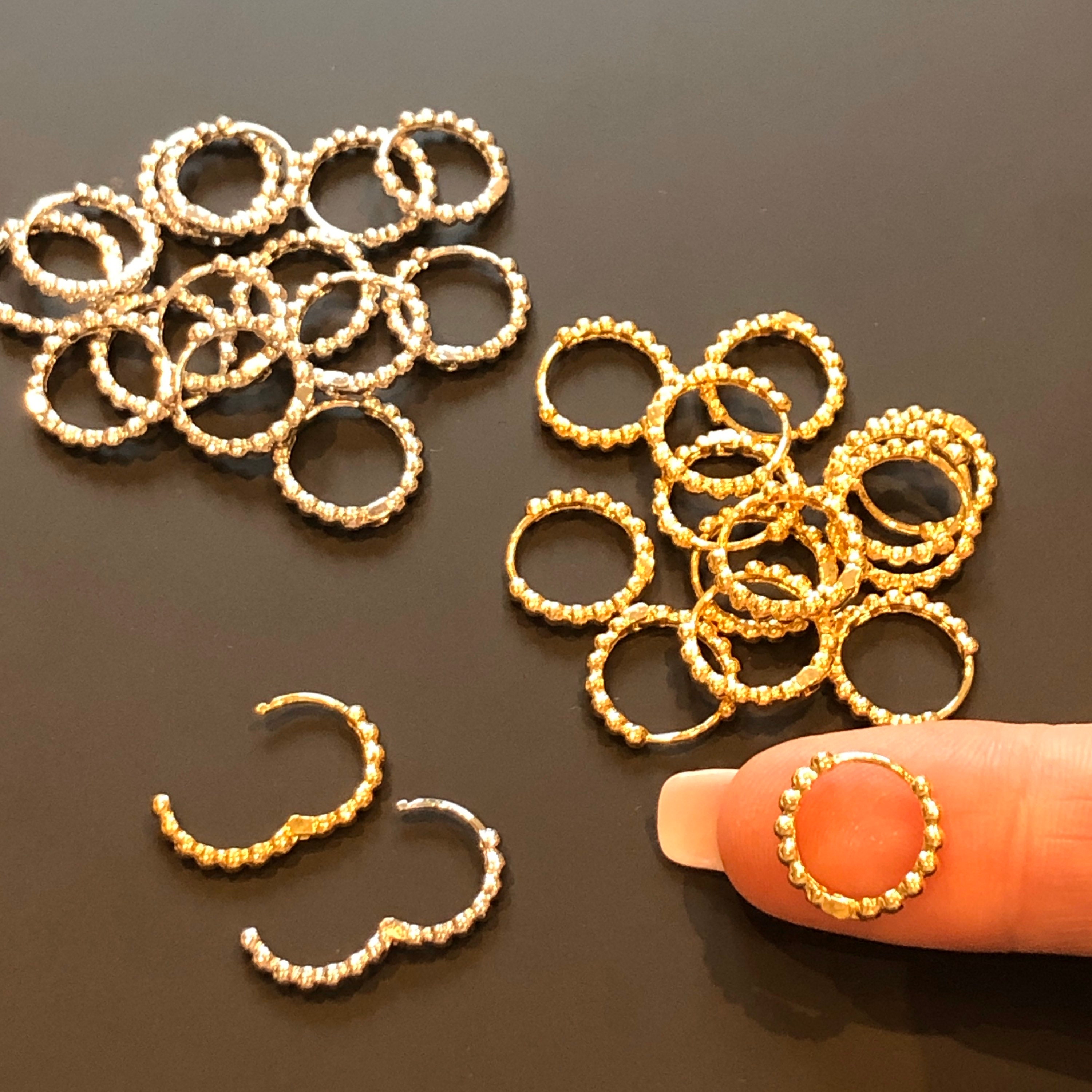 Clicker Hoop Earrings Nose Ring Beaded Hoop Cartilage Septum Helix Tragus Gold Sterling Silver