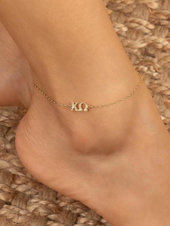 SORORITY GREEK LETTER anklet • Delta Gamma Kappa Alpha Sigma Pi Theta Chi Omega Omicron Psi Phi • rush bid day graduation gift  • ANCC3AAMIp