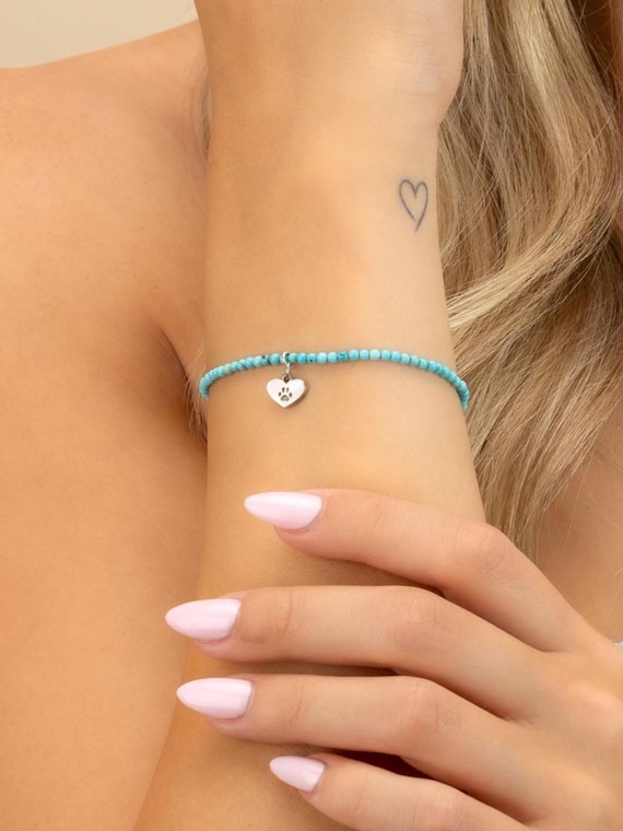 TINY TURQUOISE CHARM beaded bracelet • dangle charm bracelet • December birthstone • Sagittarius Capricorn gift • gift for her • BRBS3CHAAp