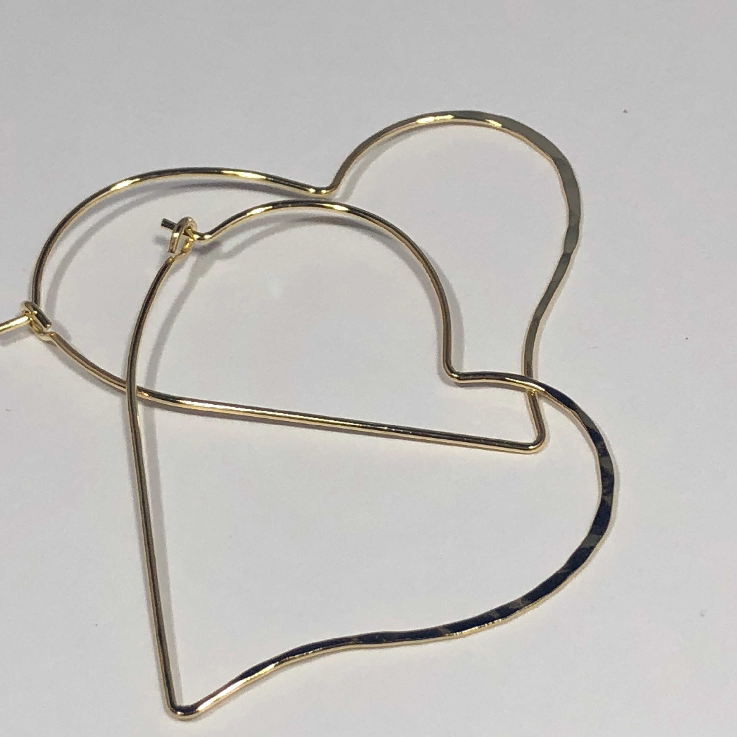 Heart Hoop Earrings Large Geometric Hoops Thin Delicate Silver | Etsy