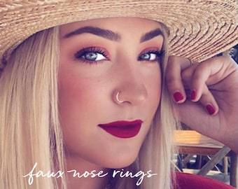 FAKE NOSE RING • no piercing needed • waterproof faux hoop • 14k gold filled, rose or sterling silver • quality body jewelry • nickel free