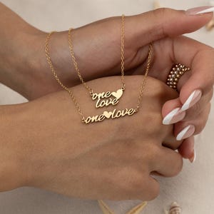 ONE LOVE PERSONALIZED name necklace • perfect best friend gift • pride necklace | bridesmaid couple honeymoon • water resistant • NECC3BPCAp