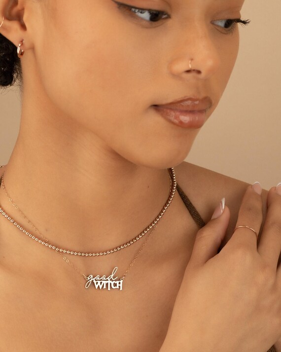 WITCH pendant necklace • perfect Halloween gift for her • Halloween costume necklace pendant • water resistant • good bad witch • NECC3CFSV