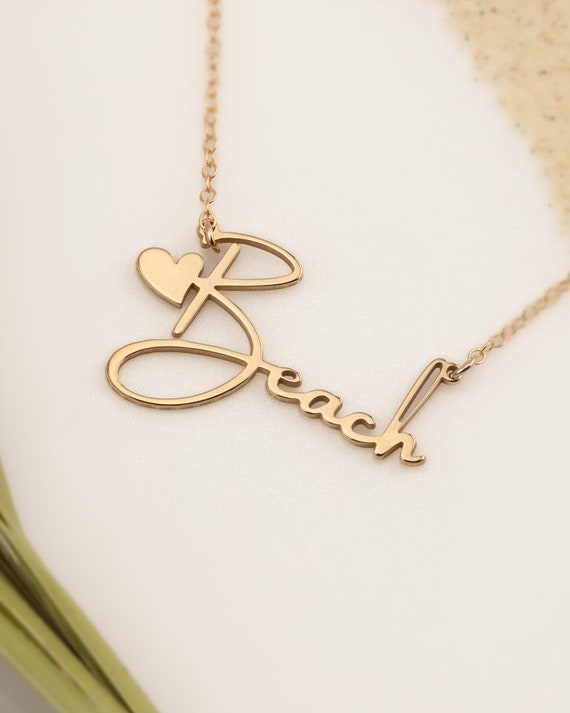 BEACH LOVER Necklace Personalized Name Jewelry Ocean Beach Wedding Shower Bridesmaids Gifts Girlfriend Wife Anniversary Mothers Day TULUM