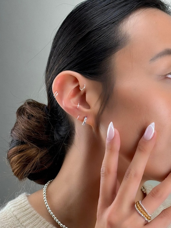 DIAMOND CZ HUGGIE earrings • perfect gift for her • silver gold hoop earrings • pave minimalist • nickel free water resistant • EAHU1AG