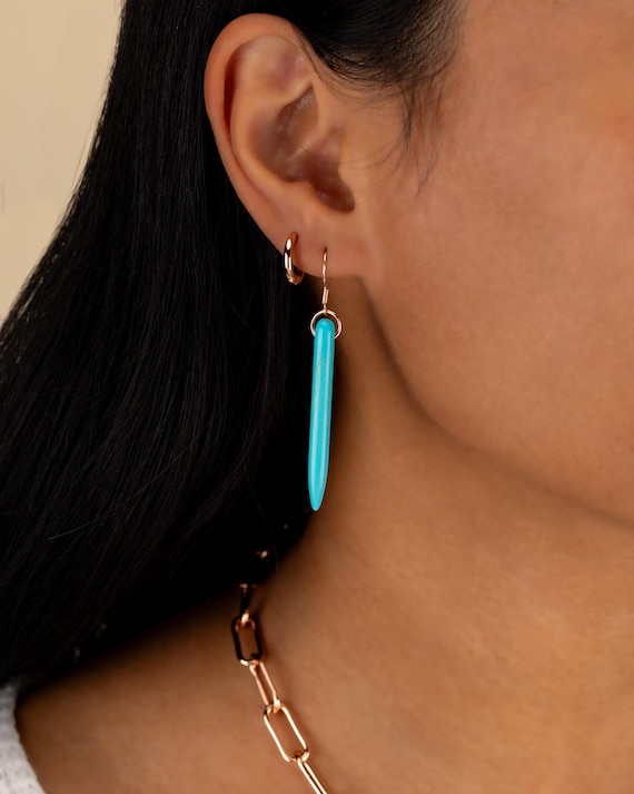 TURQUOISE EARRINGS • long dangle spike earring • gift for girlfriend wife sister • Festival Jewelry • Western  Cowgirl Jewelry • EADA2TSAB
