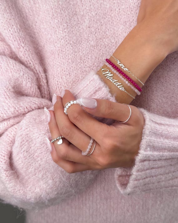 PERSONALIZED NAME BRACELET • perfect gift for her • minimalist stackable dainty bracelet • wedding jewelry • water resistant • BRCC3ABCAp