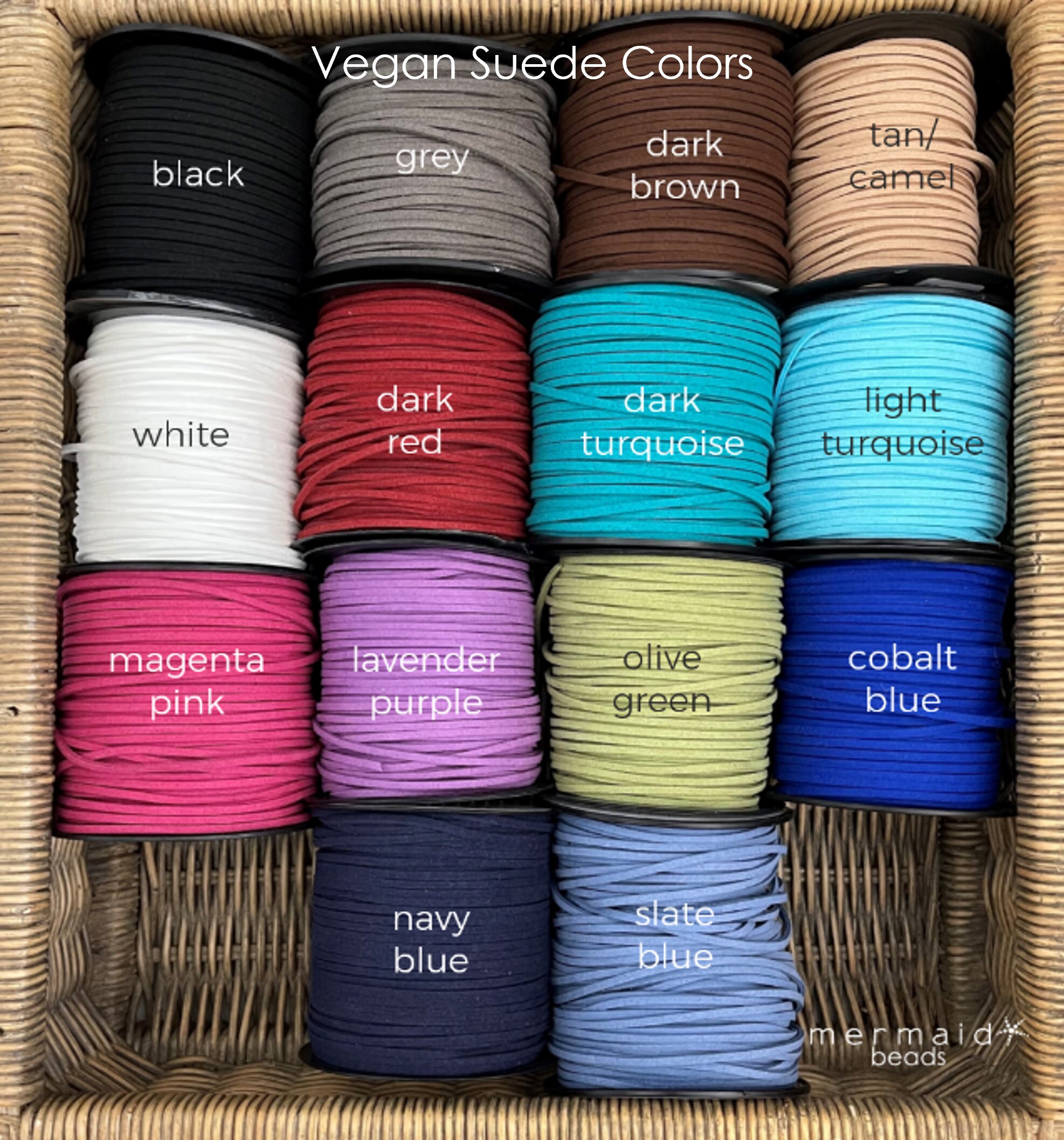 30 Spools of Faux Leather Laces for Crafts, 2.5mm Vegan Suede Cord for  Beading, DIY Crafts, 165 Yards (30 Colors) 