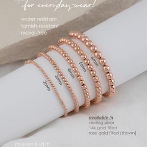 ROSE GOLD BEADED bracelet • dainty gold bracelet • sterling silver • stackable, stretch and water resistant • jewelry gift for her • BRBP2AI