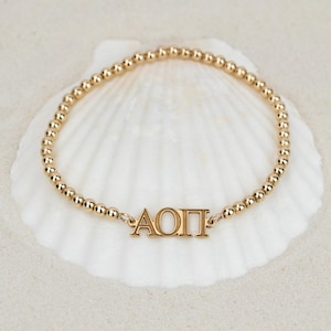 SORORITY GREEK LETTER beaded bracelet • personalized sorority gift • recruitment bid day initiation gift • connector for permanent jewelry