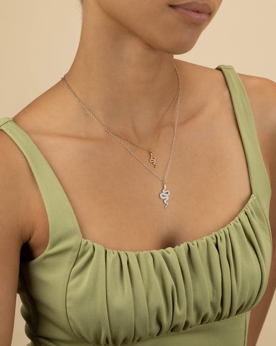 SNAKE CHARM PENDANT necklace • gift for her • serpent necklace • birthday anniversary • water resistant layering necklace • NECC3PCCA