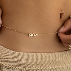 MRS BELLY CHAIN • bride wedding honeymoon gift • bikini body jewelry • water resistant • gold sterling silver rose gold waist chain BCCC3AO