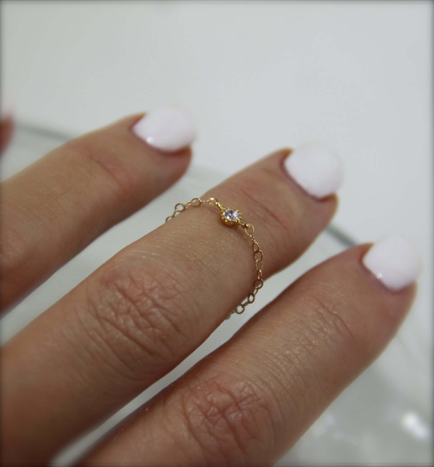 Chain Ring Diamond CZ Crystal Ring Midi Ring Knuckle Ring Etsy