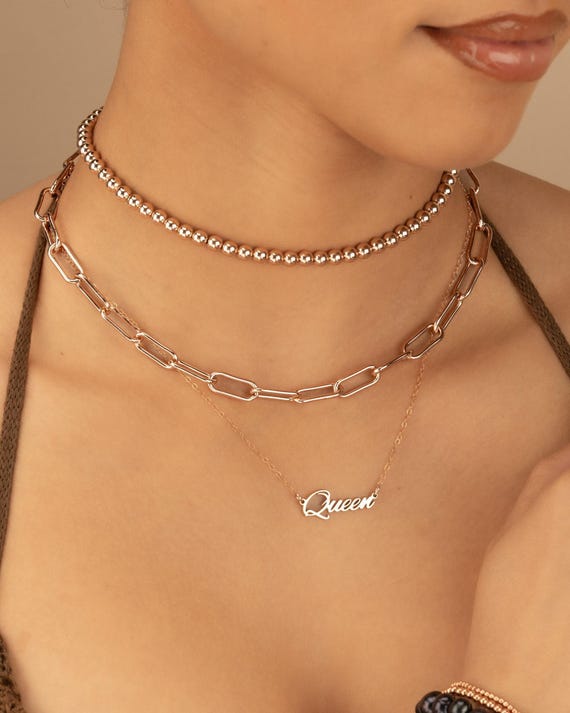 QUEEN PERSONALIZED NAME necklace • perfect gift for her anniversary bachelorette bridal shower engagement • water resistant • NECC3AUCAp