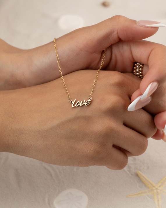 LOVE NECKLACE • personalized jewelry • birthday anniversary gifts • bridesmaids pendant • girlfriend wife • water resistant