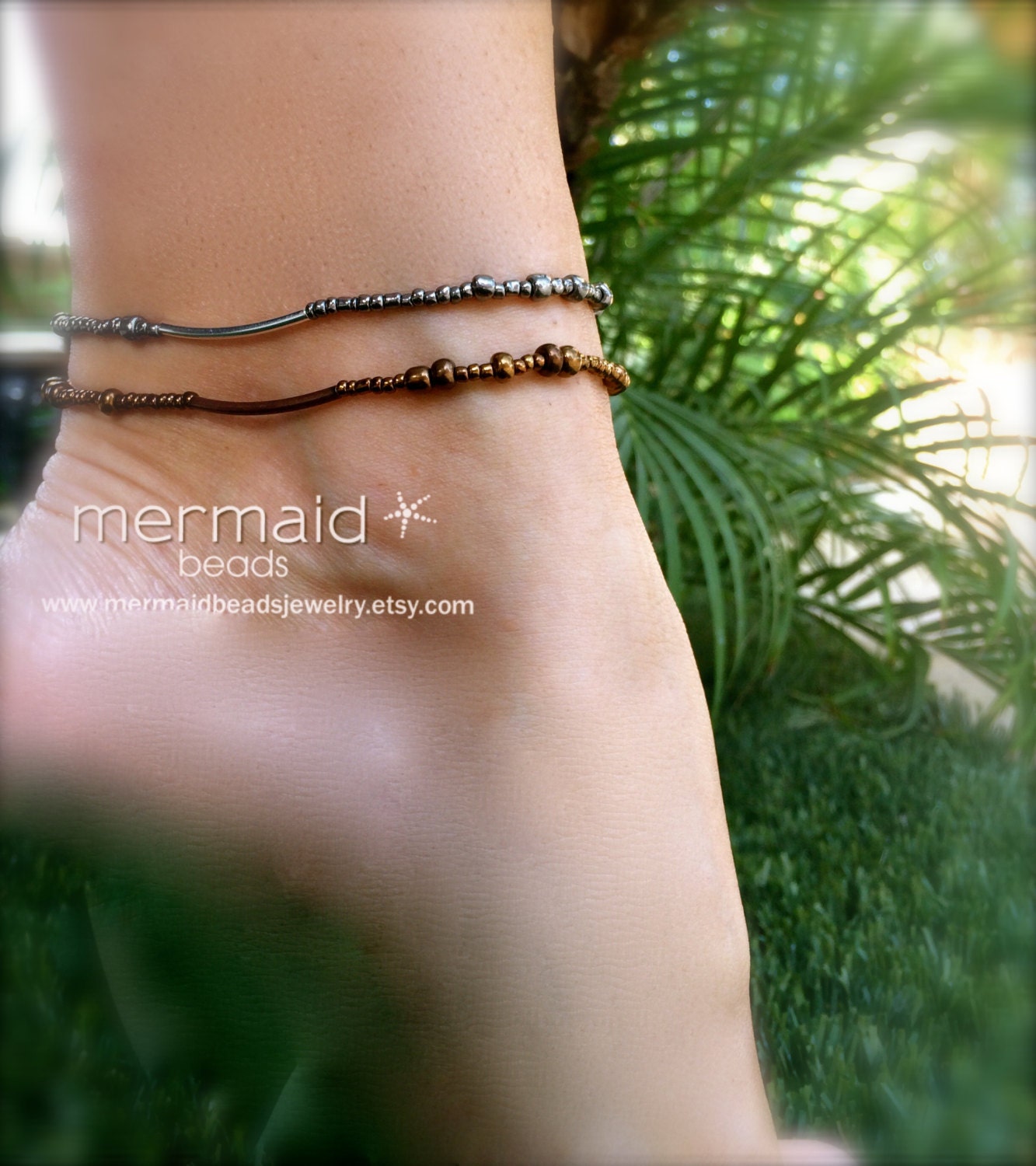 Copper Beaded Stretch Anklet Ankle Bracelet Boho Anklet Beach Etsy