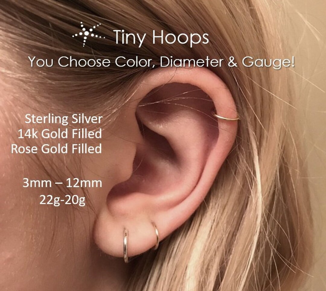 Small Solid 18k Yellow Gold Hoop Earrings Your Choice 8mm 10mm or 12mm in  24 Gauge or 22 Gauge Handmade Hypoallergenic Hoops Sensitive Ears Huggies