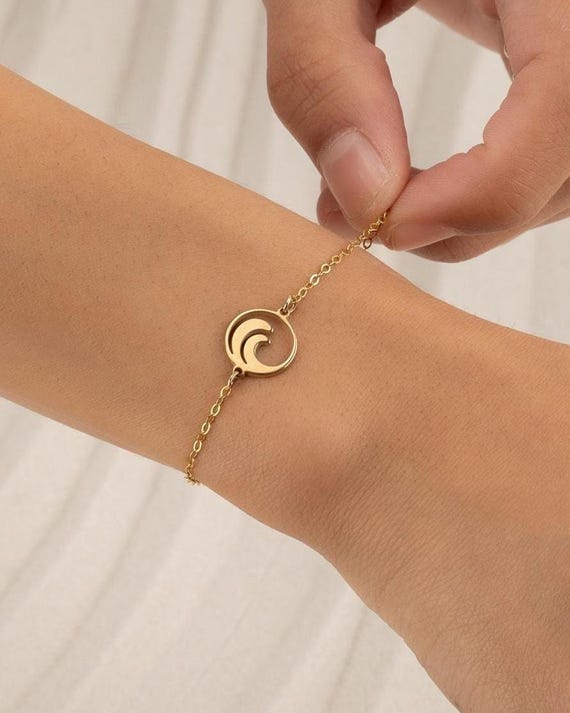WAVE CHAIN BRACELET • delicate ocean charm • bridesmaids gifts • Hawaiian jewelry • beach lover • anniversary gift