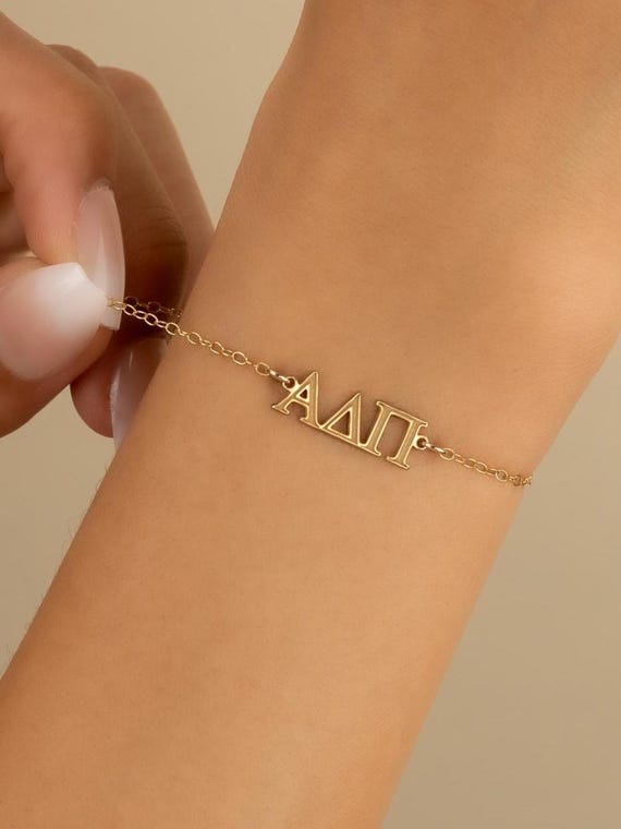 SORORITY GREEK LETTER bracelet • Delta Gamma Kappa Alpha Sigma Pi Theta Chi Omega Omicron Psi Phi • rush bid day sister gift• senior gifts