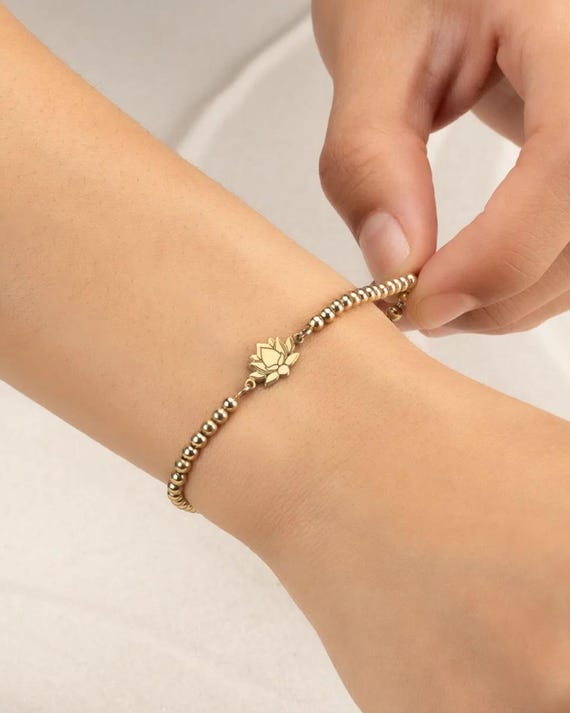 LOTUS FLOWER CHARM beaded bracelet • jewelry with meaning • Hawaiian jewelry • water resistant