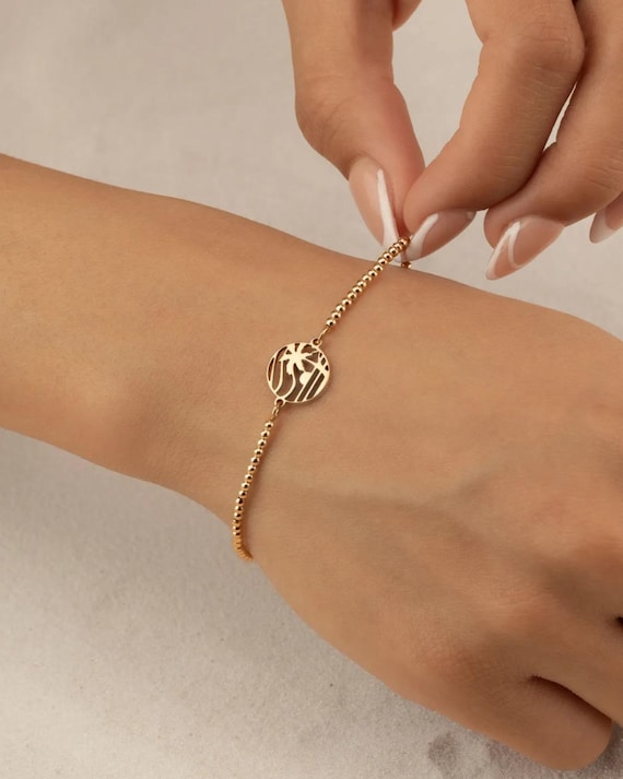BEACH SCENE CHARM beaded bracelet • gift for her • beach lover jewelry • stackable dainty bracelet • stretch water resistant • BRBP3CH2AM