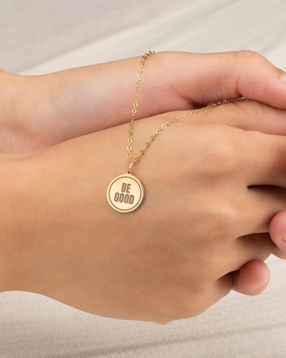 BE GOOD necklace • engraved chain pendant • water resistant • adjustable • gold, silver or rose gold