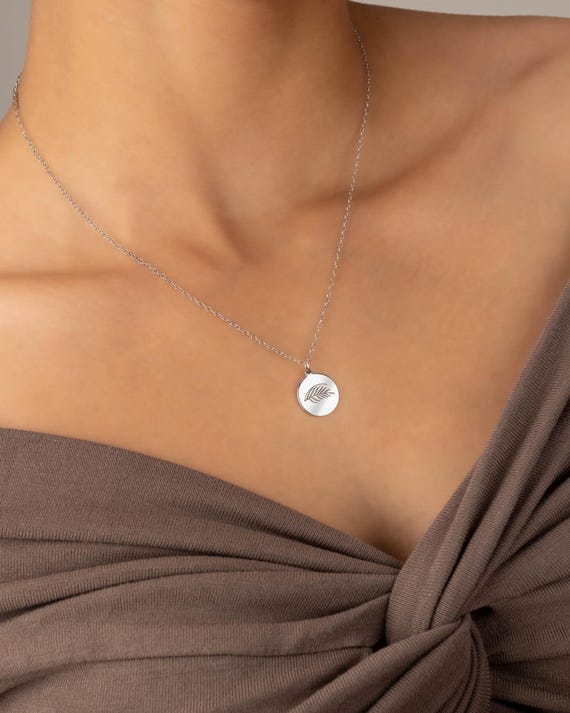 PALM LEAF PENDANT necklace • dainty gift for her • Hawaiian jewelry • birthday bridal • water resistant layering necklace • NECC3PCBJ