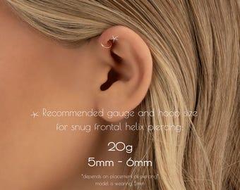 FORWARD HELIX HOOP • waterproof • seamless cartilage ring • 14k gold filled or Sterling silver earrings